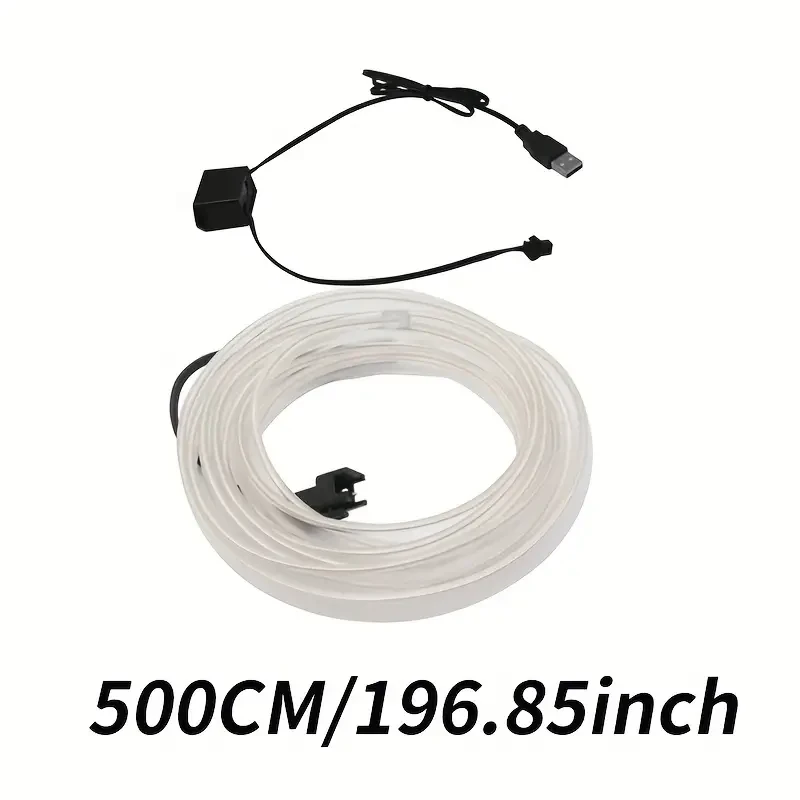 Tira de neón LED para interior de coche, 5 m, luz ambiental flexible