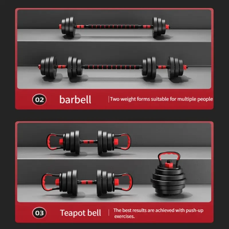 Juego de mancuernas ajustables 4 en 1 (19,96 kg) Entrenamiento de cuerpo completo