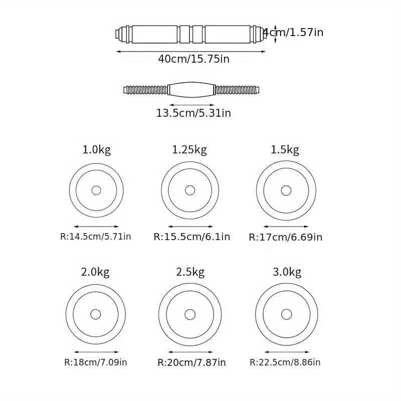 Juego de mancuernas ajustables 4 en 1 (19,96 kg) Entrenamiento de cuerpo completo