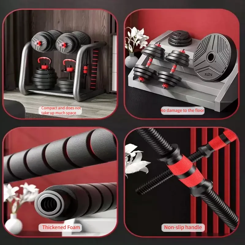 Juego de mancuernas ajustables 4 en 1 (19,96 kg) Entrenamiento de cuerpo completo