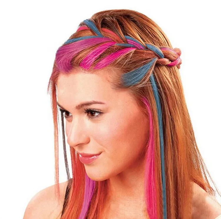Herramienta para teñir el cabello TV Hot Huez, tinte en polvo de un solo uso, 4 colores, empaque OPP
