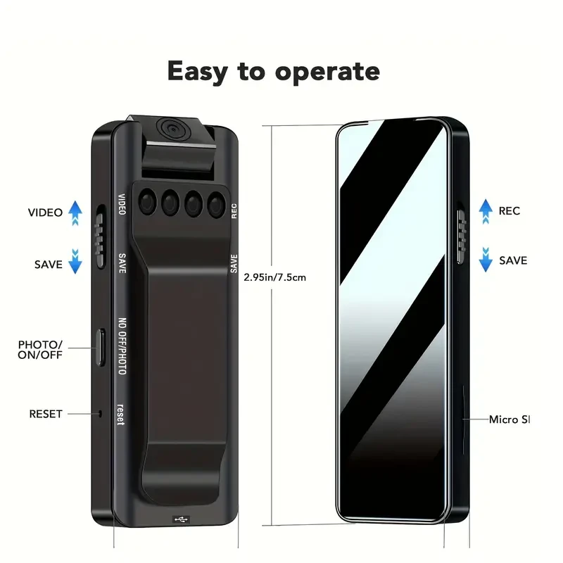 Minicámara grabadora de vídeo corporal de 64 GB