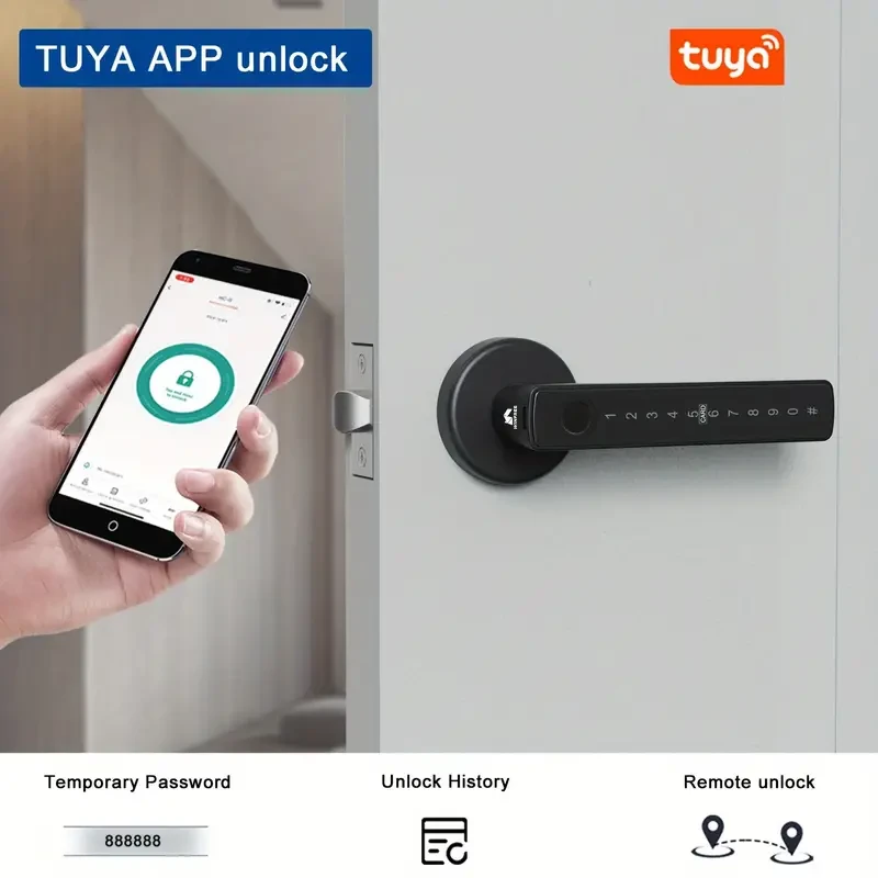 Cerradura de puerta inteligente con acceso biométrico por huella dactilar y tarjeta RFID, cerrojo electrónico inalámbrico de aluminio