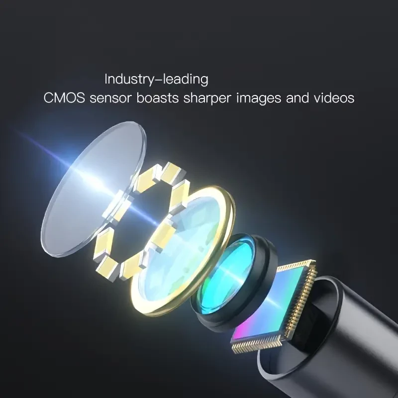 Cámara de inspección endoscópica con boroscopio, IP67, impermeable, de mano, IPS, tipo serpiente, con cable semirrígido (10,92 cm)