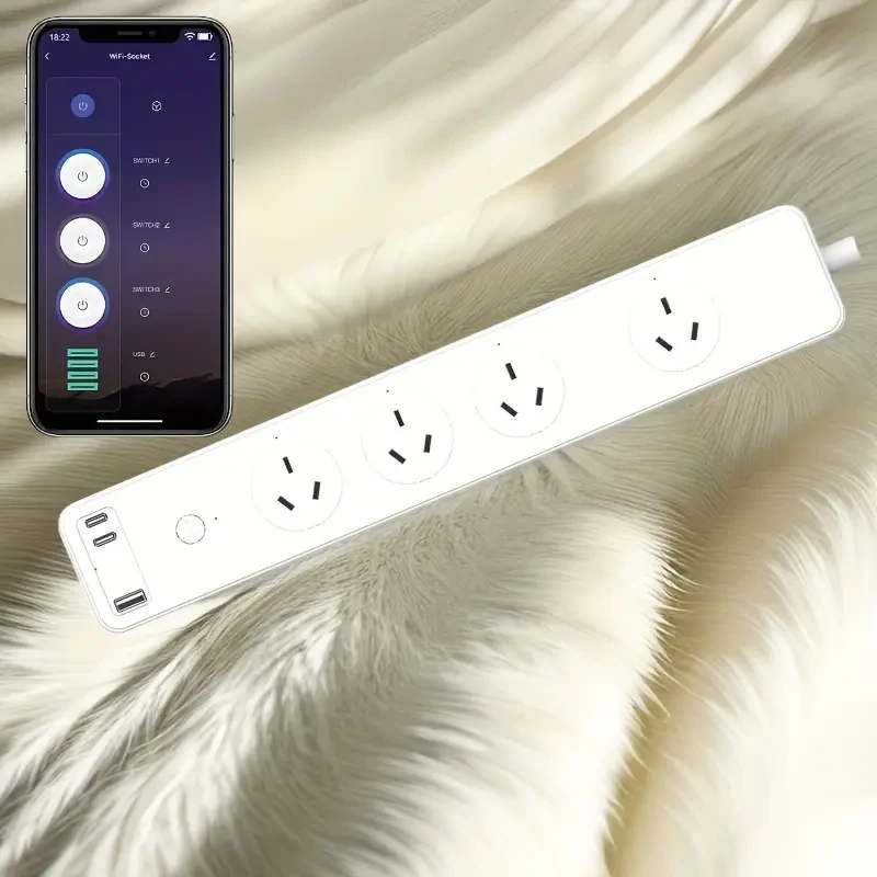Regleta de enchufes inteligente con wifi multifunción, 3 puertos USB y 4 enchufes australianos