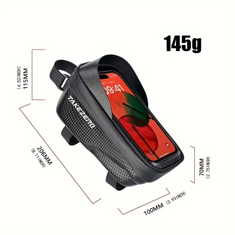 Bolsa delantera rígida de EVA para bicicleta de montaña con bolsillo para teléfono