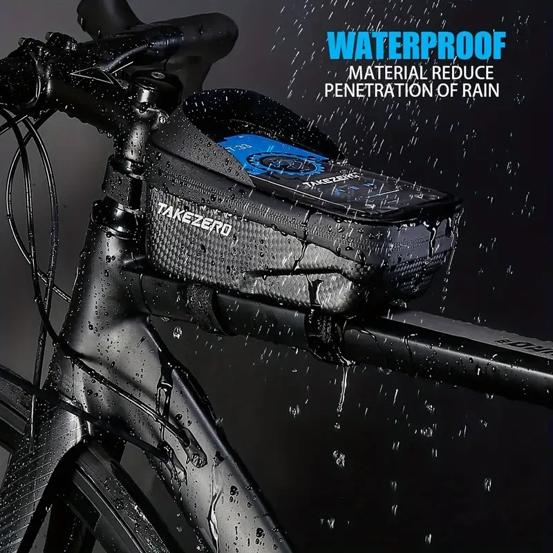 Bolsa delantera rígida de EVA para bicicleta de montaña con bolsillo para teléfono