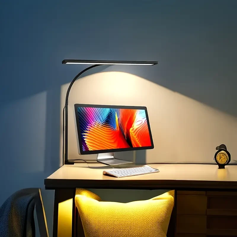 Lámpara de escritorio LED con pantalla de lectura, 10 W, ultrabrillante, ajustable, con clip, ideal para uso en casa o en la oficina.