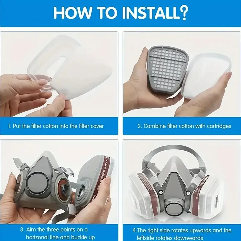 1 juego de máscara de gas reutilizable mejorada con 10 filtros de algodón y carbón activado para proteger del formaldehído.