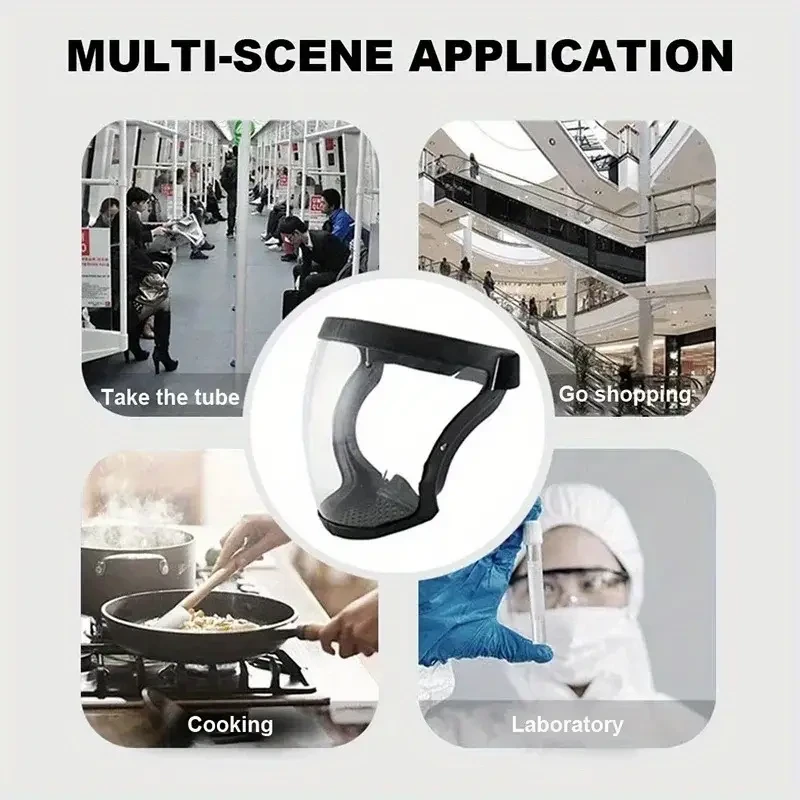 Protector facial completo ajustable premium: pantalla protectora transparente transpirable con ventilación y válvula de respiración.
