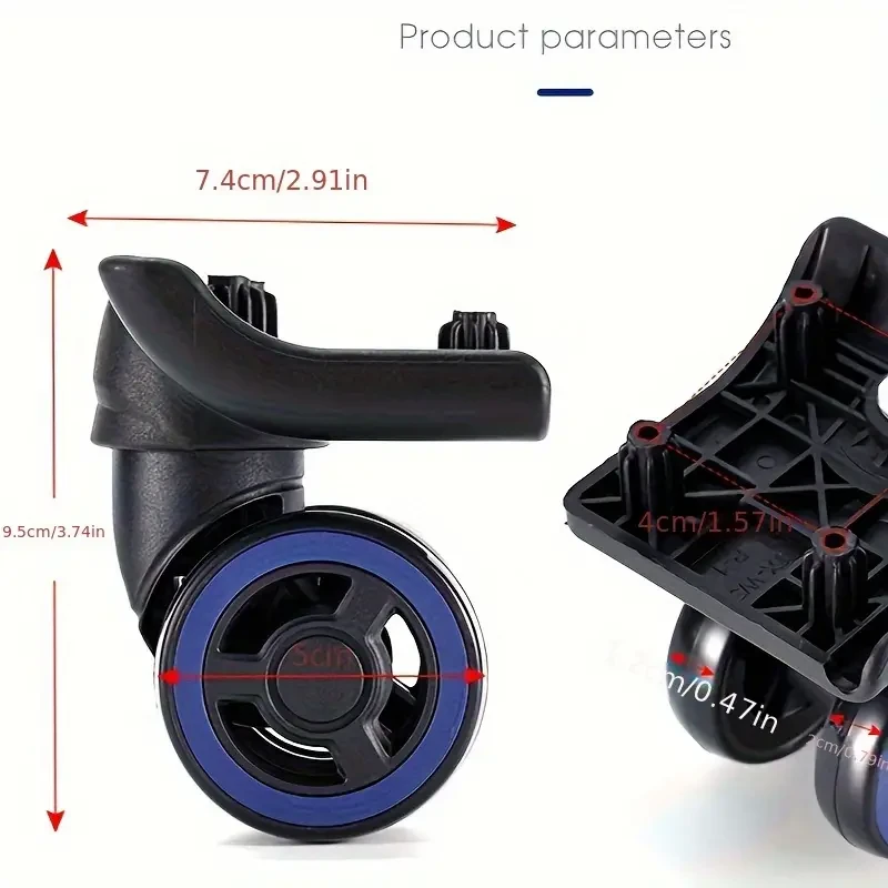 4 ruedas de repuesto para equipaje, silenciosas, de 360 grados, para maletas de viaje universales.