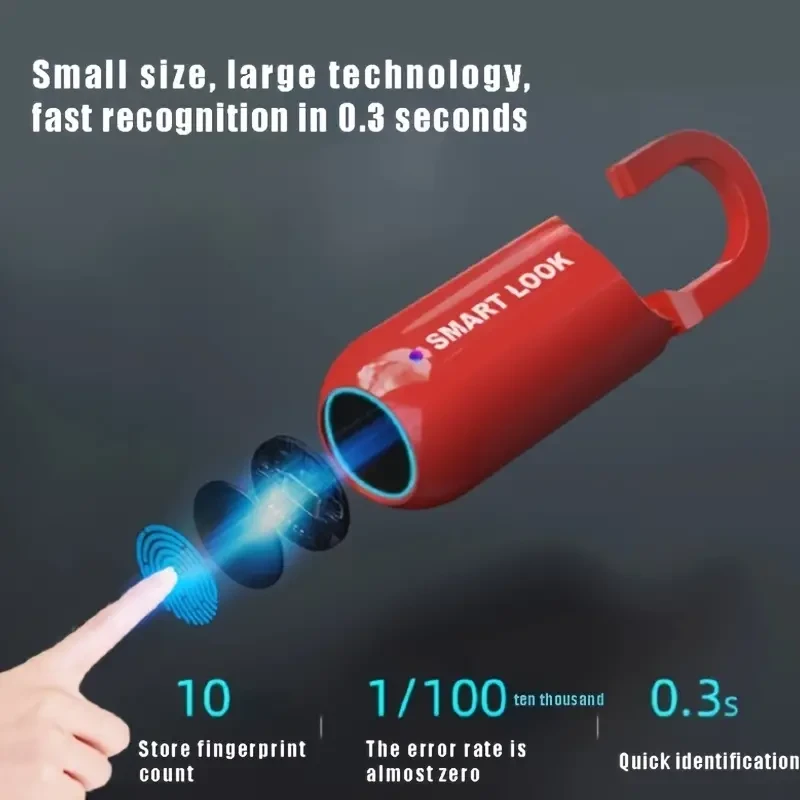 Candado portátil y sencillo con huella dactilar, con contraseña y para mochila.