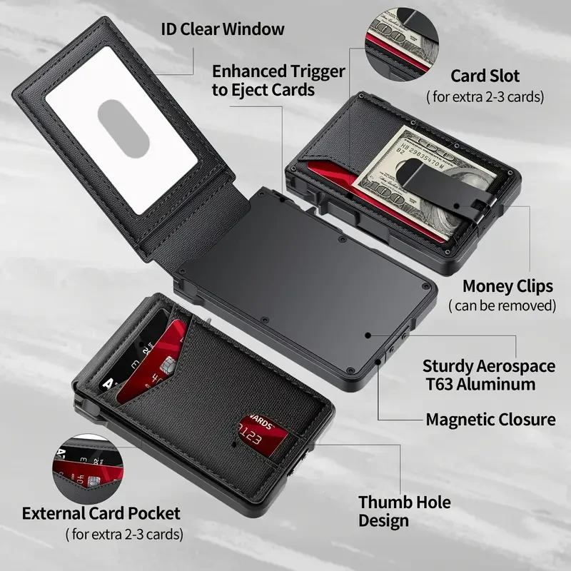 Cartera delgada para hombre con protección RFID - Elegante billetera plegable con clip para billetes - El regalo perfecto para él