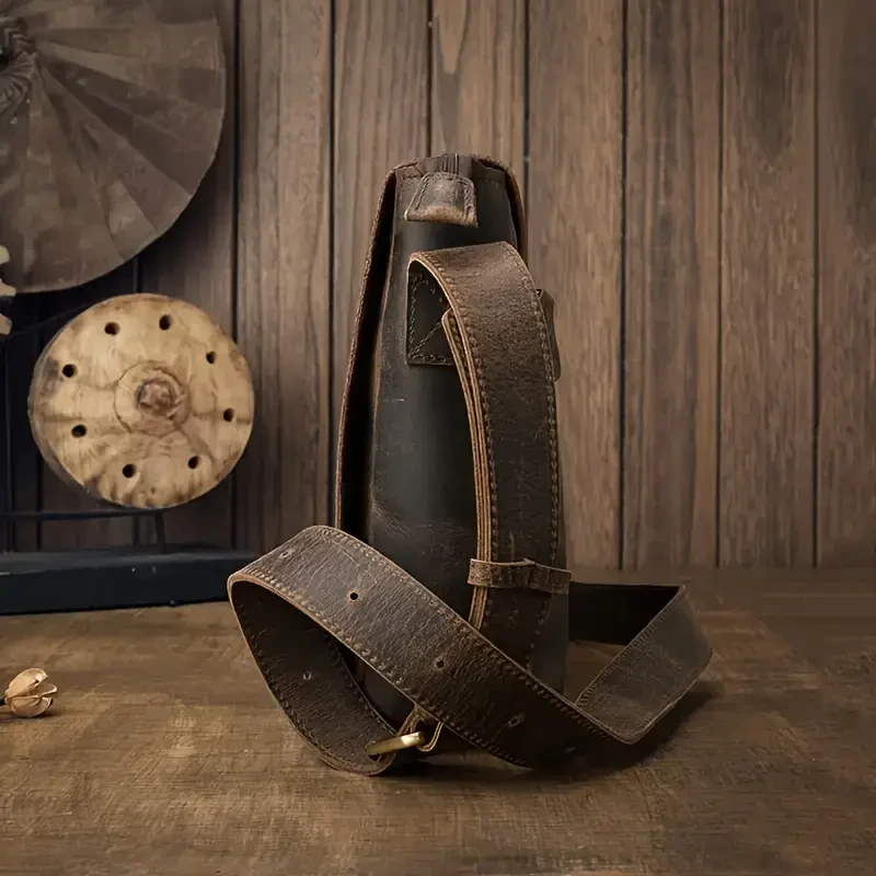 Bolso bandolera informal de piel auténtica para hombre, bandolera de piel de vacuno de primera capa.