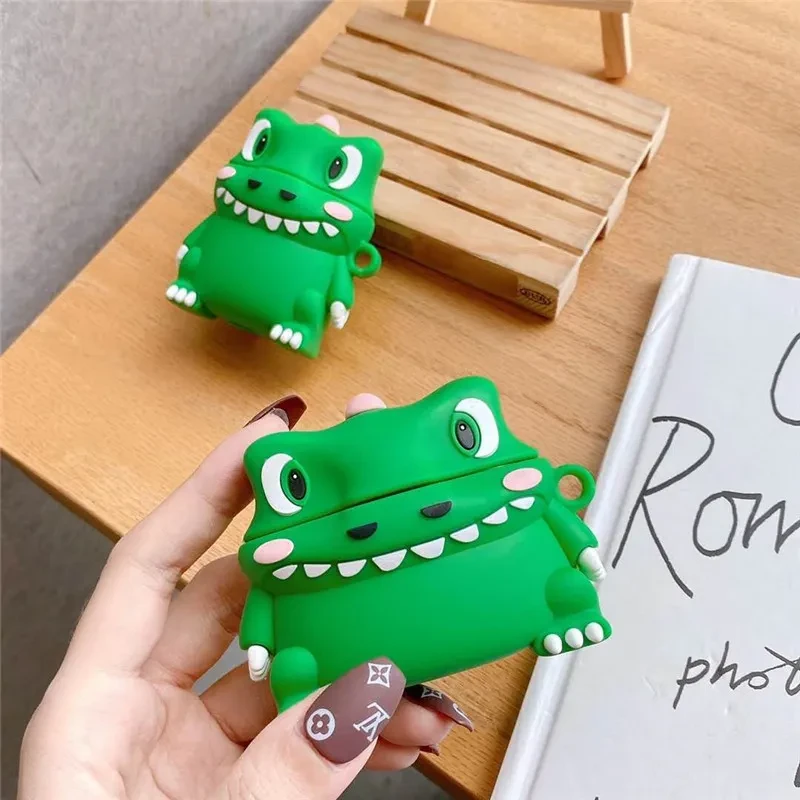 Funda protectora de silicona para auriculares Bluetooth con diseño de dinosaurio tridimensional creativo