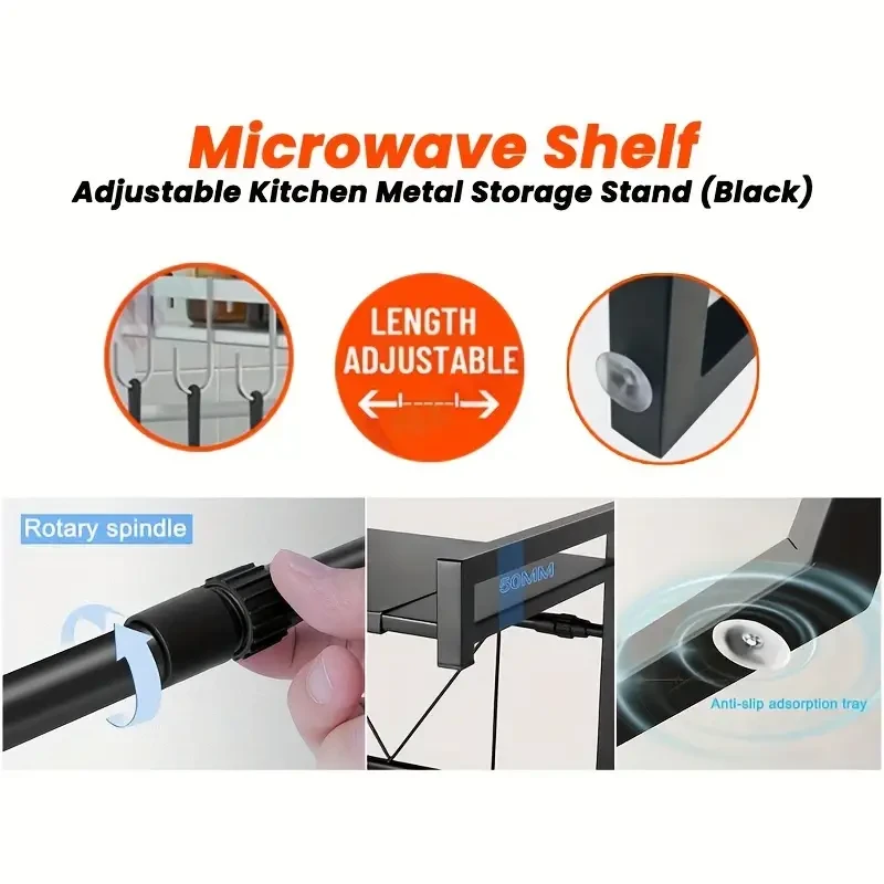 Estante de almacenamiento para horno microondas, estante expandible para cocina