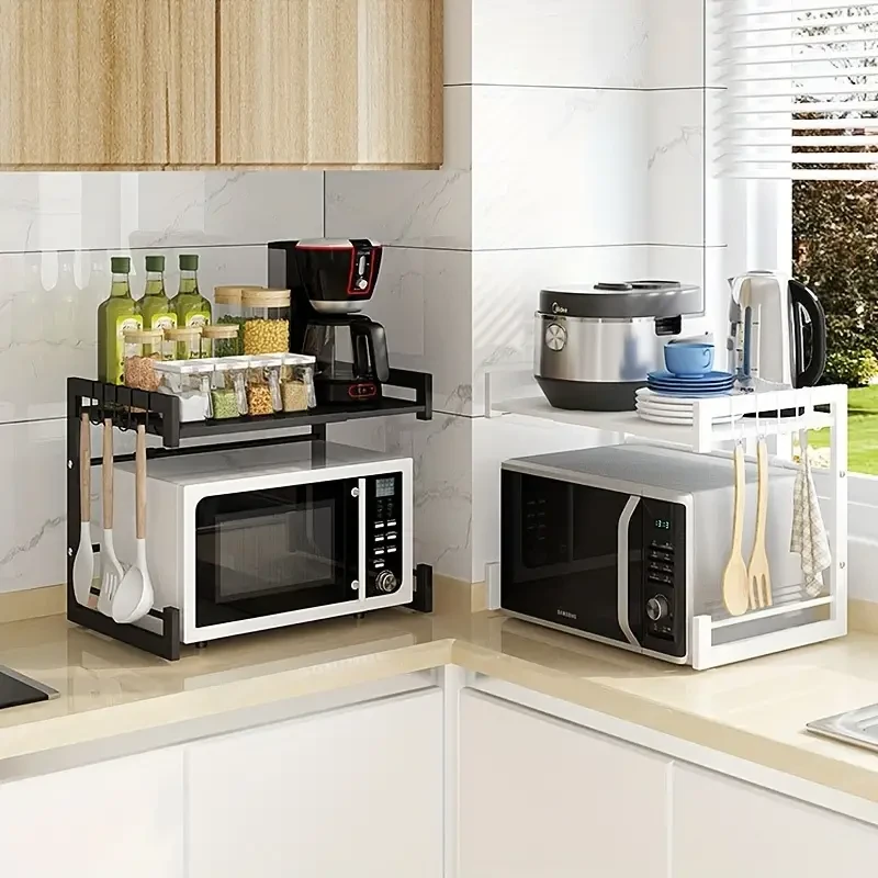 Estante de almacenamiento para horno microondas, estante expandible para cocina