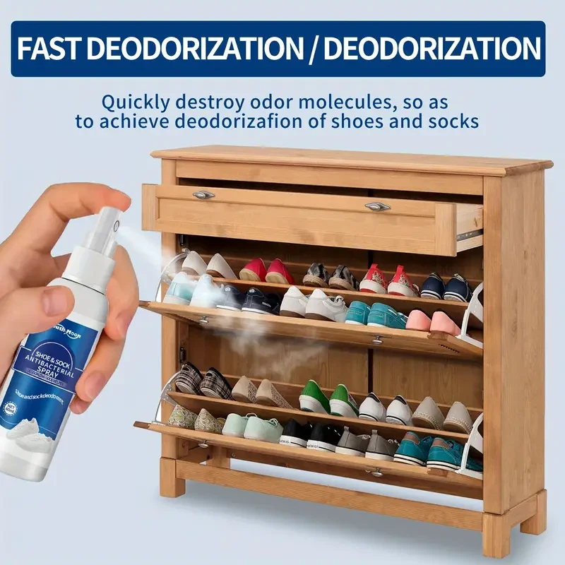 Desodorante en aerosol para zapatos con iones de plata (60 ml, 99,99 % de desodorante) para calcetines y zapatos.