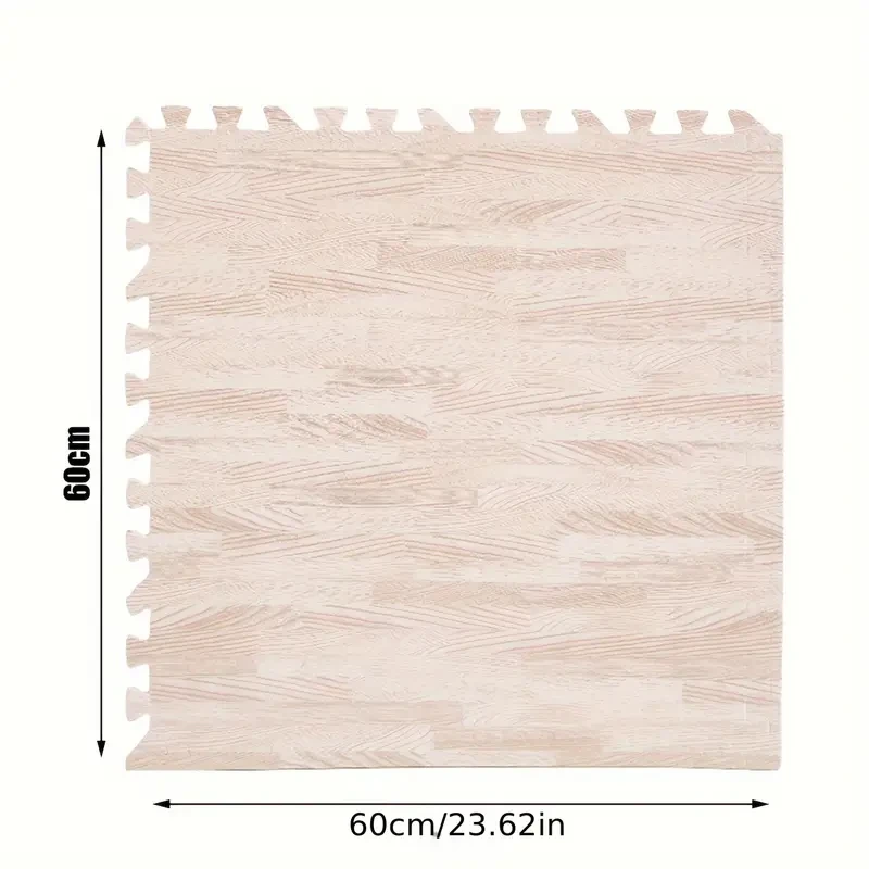 12 piezas de baldosas de suelo con estampado de veta de madera para gimnasio, esterillas de yoga de espuma EVA entrelazadas con borde para decoración del hogar