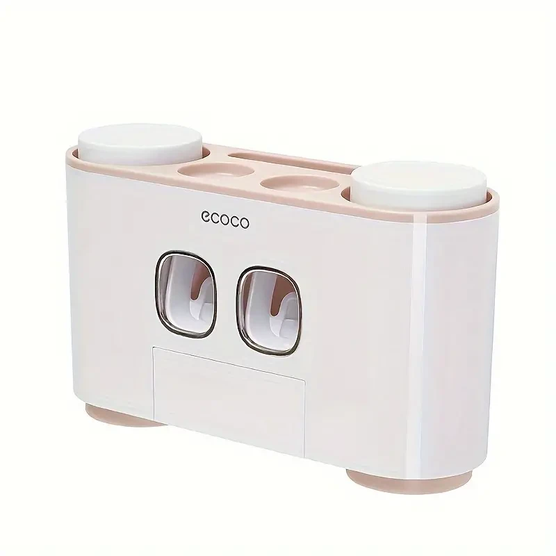 Dispensador automático de pasta de dientes con soporte para cepillos de dientes, 4 tazas y 5 soportes