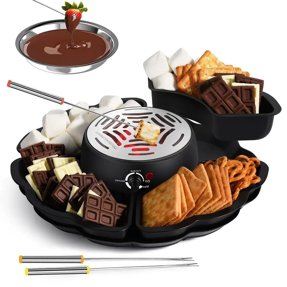 Plato eléctrico para calentar queso derretido con chocolate al horno