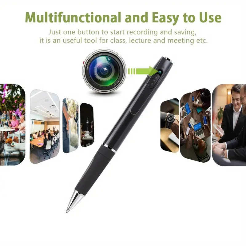 Mini cámara de seguridad portátil HD 1080P con tarjeta de memoria de 32 GB, grabación de video, vigilancia en interiores y exteriores, cámara corporal para conferencias, clases, oficina y reuniones de negocios.