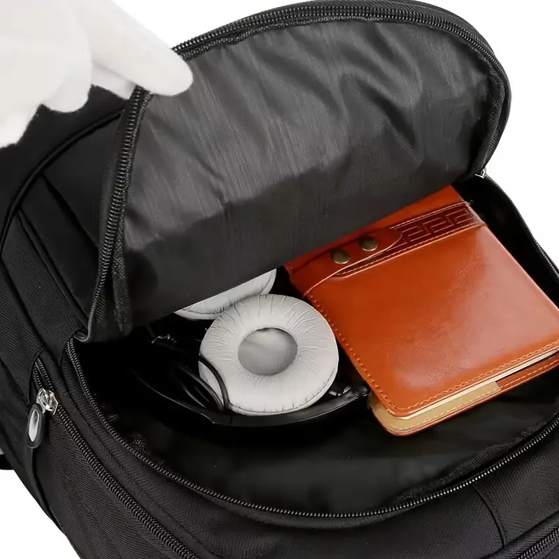 Mochila de viaje de negocios elegante de 1 pieza: amplio espacio para portátil, diseño informal, gran capacidad, múltiples compartimentos, cremallera resistente, versátil para el trabajo, la escuela y viajes. Cremallera con dirección aleatoria.