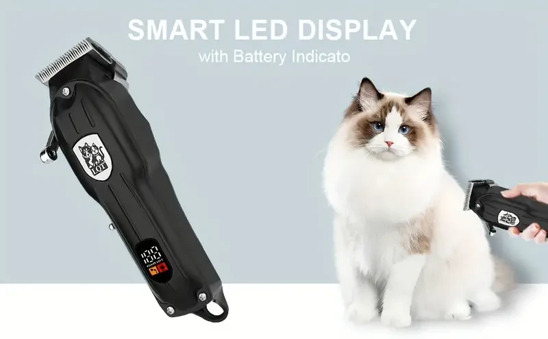 Cortapelos profesional LQT para mascotas con pantalla LED, recargable, silencioso, eléctrico, inalámbrico, para perros y gatos, carga USB, voltaje de funcionamiento de 36 V, batería de litio (serie 18650)