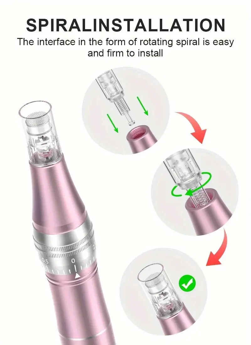 Pluma de microagujas eléctrica de carga inalámbrica Derma pen L1 con 10 cabezales de masaje R-Nano