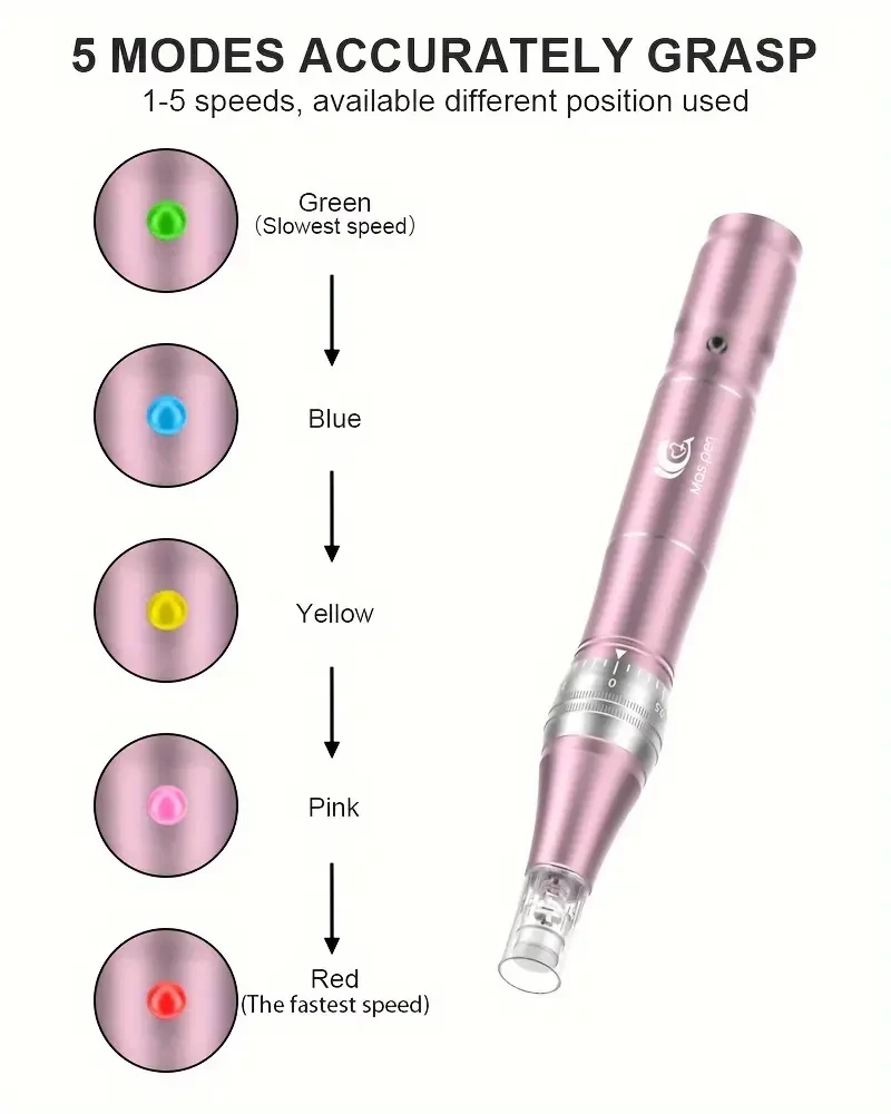 Pluma de microagujas eléctrica de carga inalámbrica Derma pen L1 con 10 cabezales de masaje R-Nano