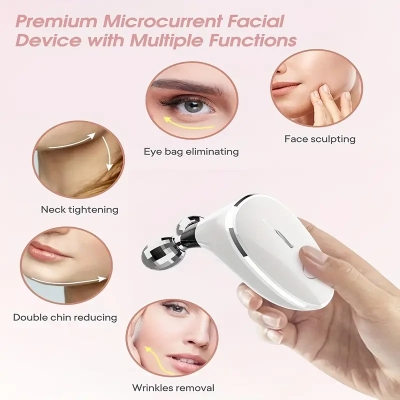 Masajeador facial eléctrico 3D con rodillo, dispositivo de belleza facial, recargable por USB, regalo para mujeres