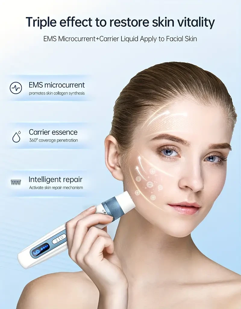 Dispositivo de belleza inalámbrico Hydra.Pen H5 para el cuidado de la piel con infusión EMS, hipoalergénico, batería de litio recargable de 700 mAh, carga USB, incluye 2 cartuchos nano de 0,25 mm para reducción de arrugas y antienvejecimiento.
