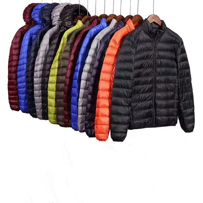 Chaqueta ligera de plumón con capucha para hombre, corta
