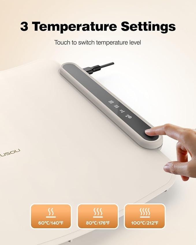 Tapete eléctrico para calentar alimentos iTRUSOU - Bandeja completa con 3 ajustes