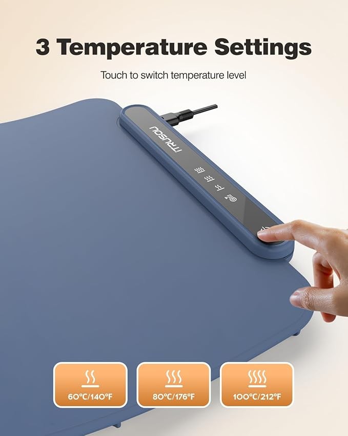 Tapete eléctrico para calentar alimentos iTRUSOU - Bandeja completa con 3 ajustes