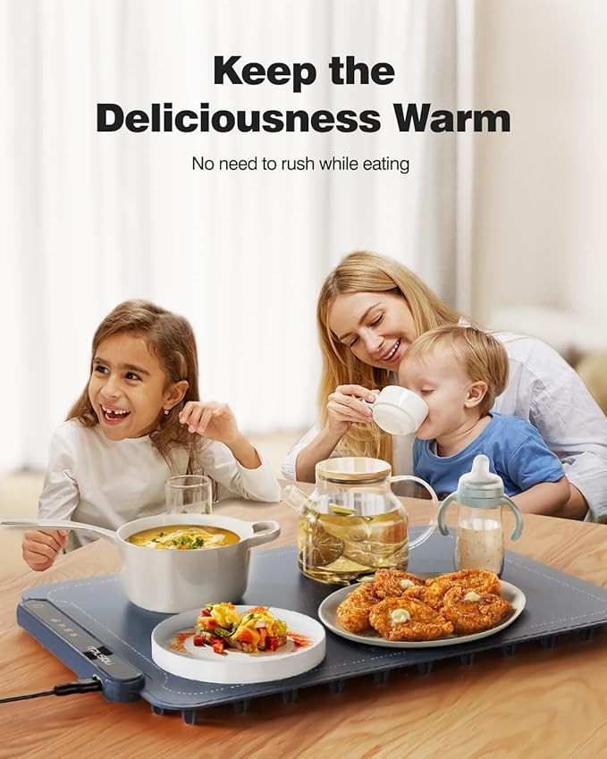 Tapete eléctrico para calentar alimentos iTRUSOU - Bandeja completa con 3 ajustes