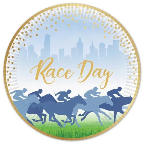 Platos de papel en paquete grande - "Race Day Hot Stamped" (50 unidades)