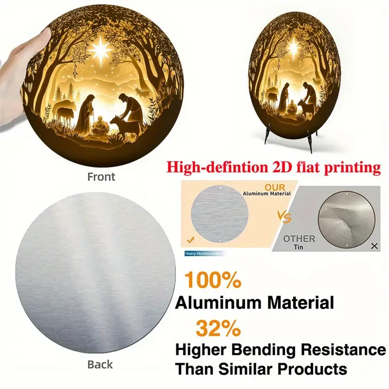 Arte decorativo de pared con escena del nacimiento de Jesús, 20,32 x 20,32 cm