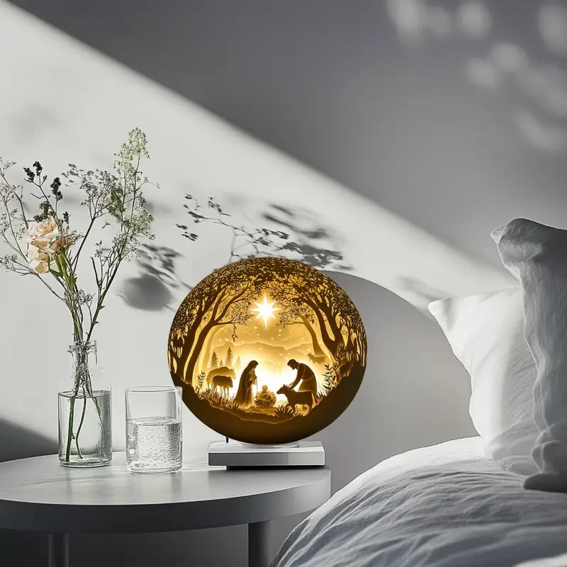 Arte decorativo de pared con escena del nacimiento de Jesús, 20,32 x 20,32 cm