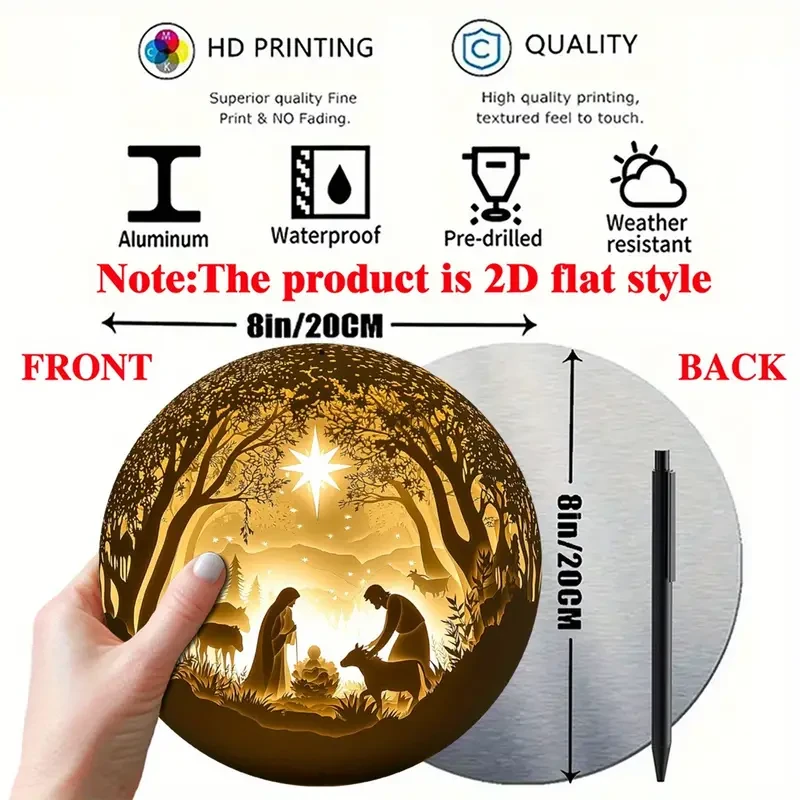 Arte decorativo de pared con escena del nacimiento de Jesús, 20,32 x 20,32 cm