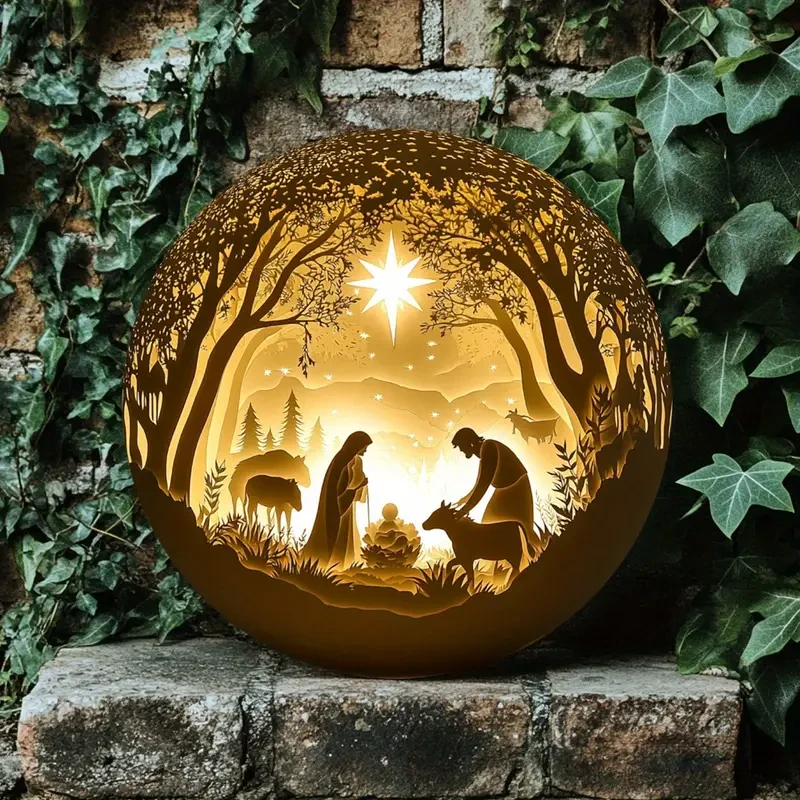 Arte decorativo de pared con escena del nacimiento de Jesús, 20,32 x 20,32 cm