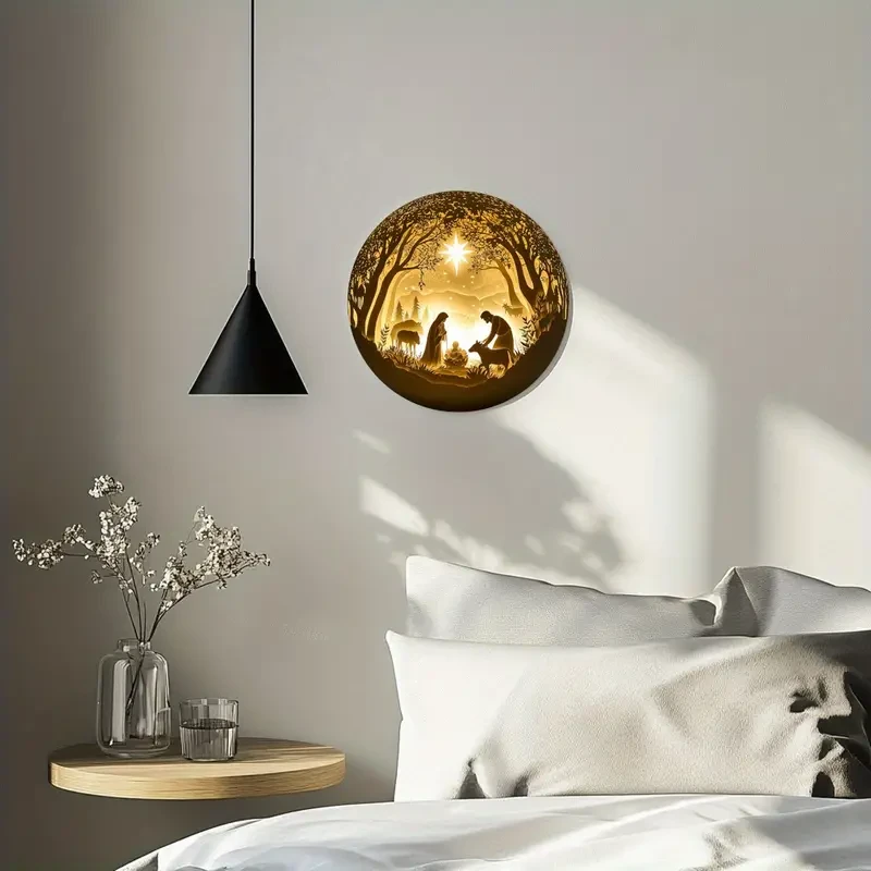 Arte decorativo de pared con escena del nacimiento de Jesús, 20,32 x 20,32 cm