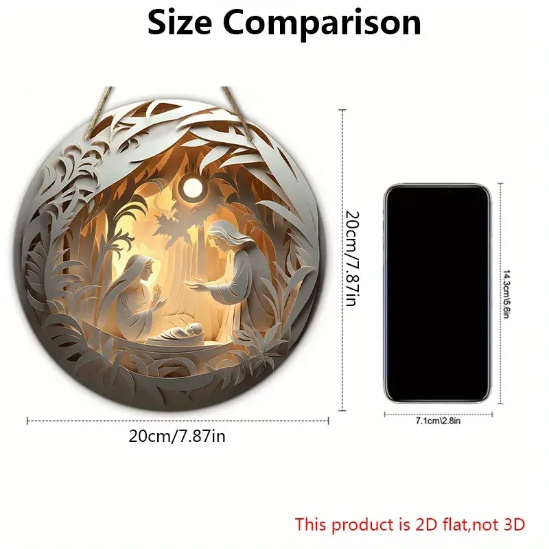 Decoración colgante de pared redonda con la familia natal de Jesús en relieve 2D