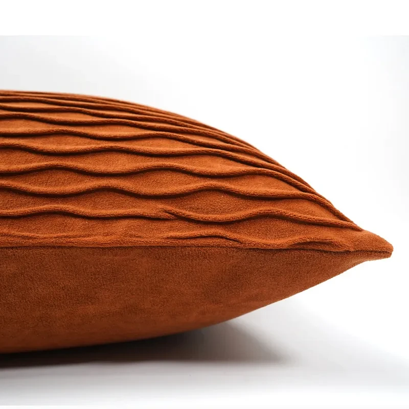 Almohada de cintura minimalista moderna con estampado de ondas en color marrón oscuro y café
