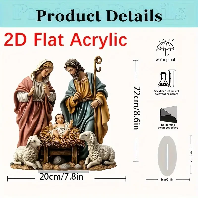 Adornos acrílicos clásicos del nacimiento de Jesús, decoración con temática de pastor.