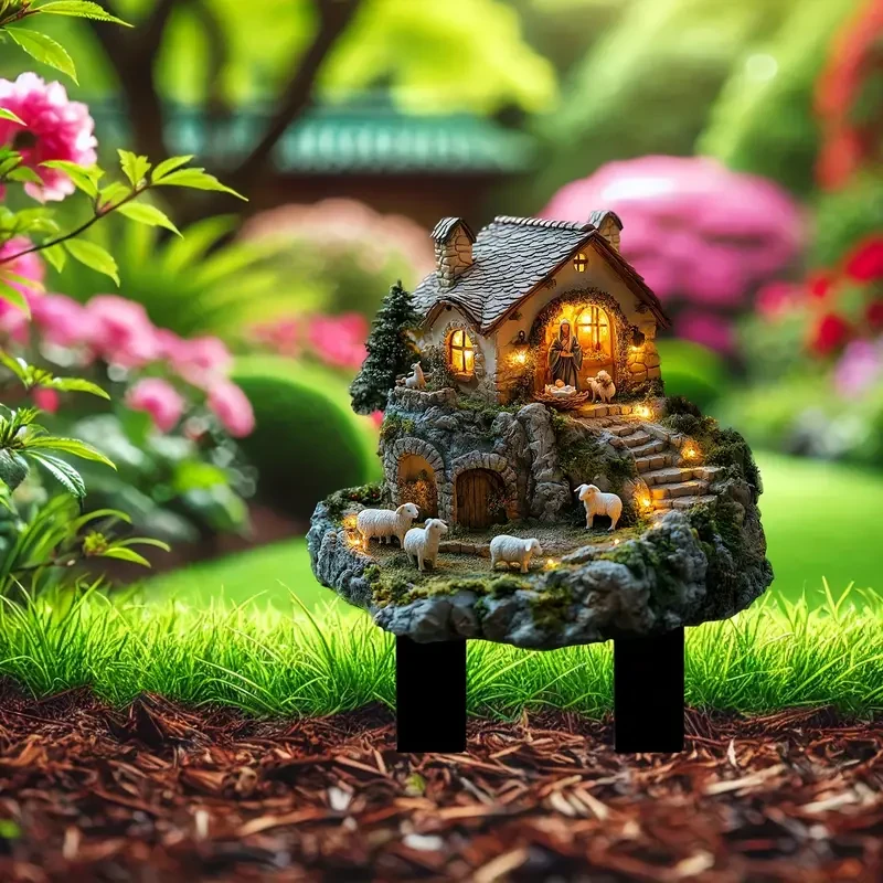 Letrero acrílico clásico para jardín con belén (29,97 cm x 22,35 cm)