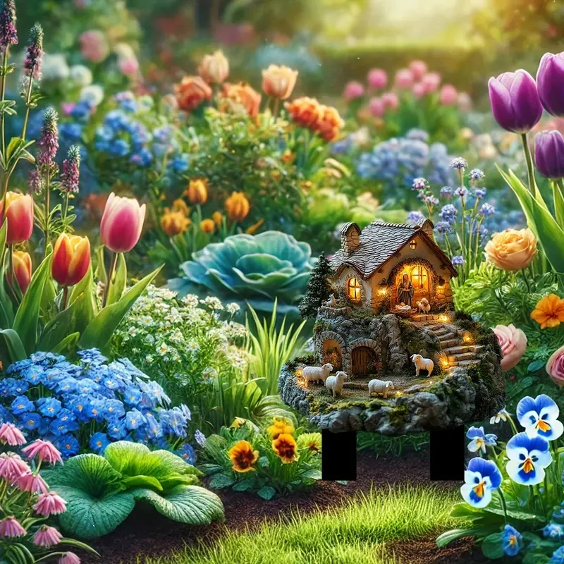 Letrero acrílico clásico para jardín con belén (29,97 cm x 22,35 cm)