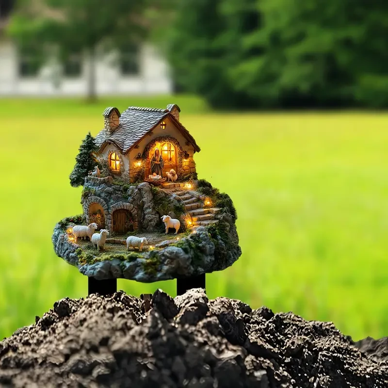 Letrero acrílico clásico para jardín con belén (29,97 cm x 22,35 cm)