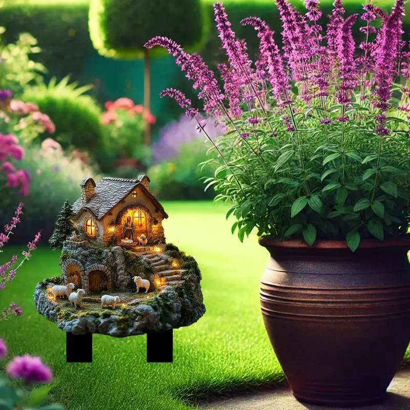 Letrero acrílico clásico para jardín con belén (29,97 cm x 22,35 cm)