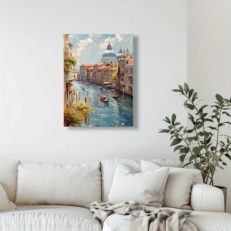 Impresión artística en lienzo sin marco "Escena de los canales de Venecia" (30,48 x 40,64 cm)